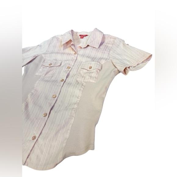 Guess Mixed Texture Button Down Blouse Size Medium - Picture 5 of 8